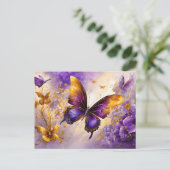 Purple & Gold Butterfly # 15 Briefkaart (Staand voorkant)