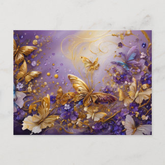 Purple & Gold Butterfly # 16 Briefkaart