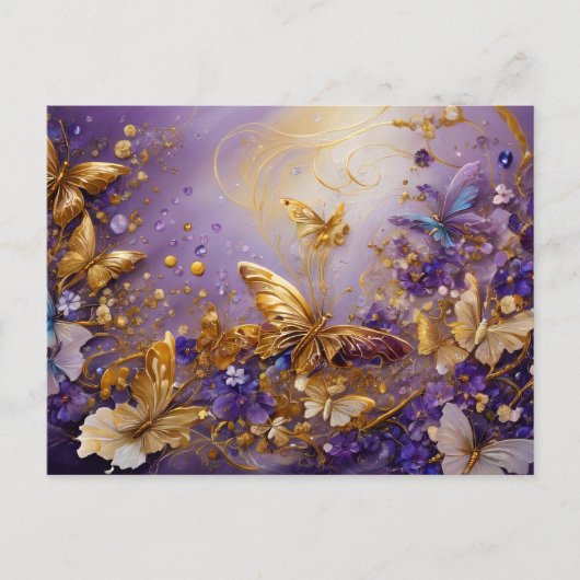 Purple & Gold Butterfly # 16 Briefkaart (Voorkant)