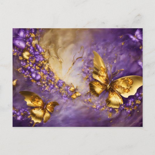 Purple & Gold Butterfly # 18 Briefkaart (Voorkant)