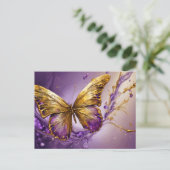 Purple & Gold Butterfly # 19 Briefkaart (Staand voorkant)