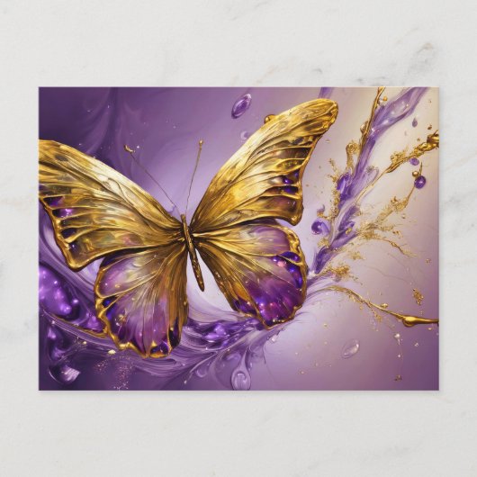 Purple & Gold Butterfly # 19 Briefkaart (Voorkant)