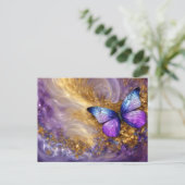 Purple & Gold Butterfly # 20 Briefkaart (Staand voorkant)