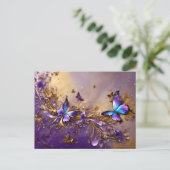 Purple & Gold Butterfly # 21 Briefkaart (Staand voorkant)