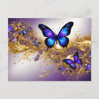 Purple & Gold Butterfly # 22 Briefkaart