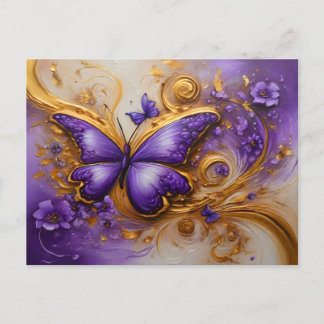 Purple & Gold Butterfly # 2 Briefkaart
