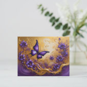 Purple & Gold Butterfly # 3 Briefkaart (Staand voorkant)