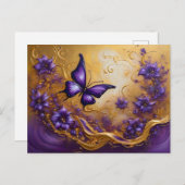 Purple & Gold Butterfly # 3 Briefkaart (Voorkant / Achterkant)