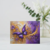 Purple & Gold Butterfly # 4 Briefkaart (Staand voorkant)
