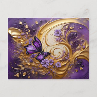 Purple & Gold Butterfly # 5 Briefkaart