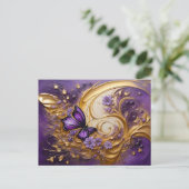 Purple & Gold Butterfly # 5 Briefkaart (Staand voorkant)