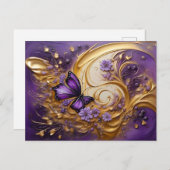 Purple & Gold Butterfly # 5 Briefkaart (Voorkant / Achterkant)