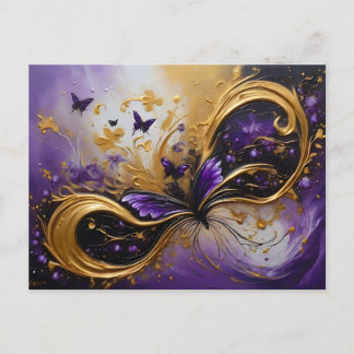 Purple & Gold Butterfly # 7 Briefkaart