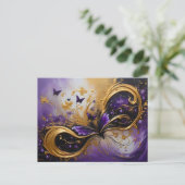 Purple & Gold Butterfly # 7 Briefkaart (Staand voorkant)