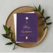Purple Gold Calligraphy Christmas Card Folie Feestdagenkaart