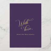 Purple Gold Calligraphy Christmas Card Folie Feestdagenkaart (Achterkant)
