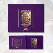 Purple Gold Cardinals Real Foil Funeral GuestBook  Gastenboek
