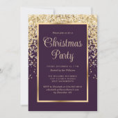 Purple Gold Confetti Botanical Christmas Party Kaart (Voorkant)