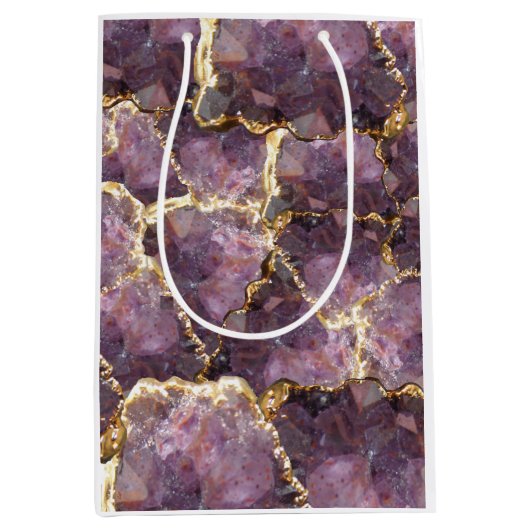Purple Gold Crystal Collage Gift Bag Medium Cadeauzakje (Voorkant)