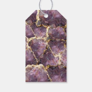 Purple Gold Crystal Collage Gift Tags Cadeaulabel