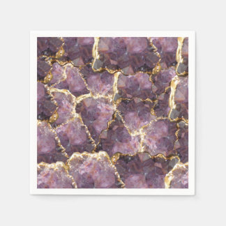 Purple Gold Crystal Collage Napkins Servet