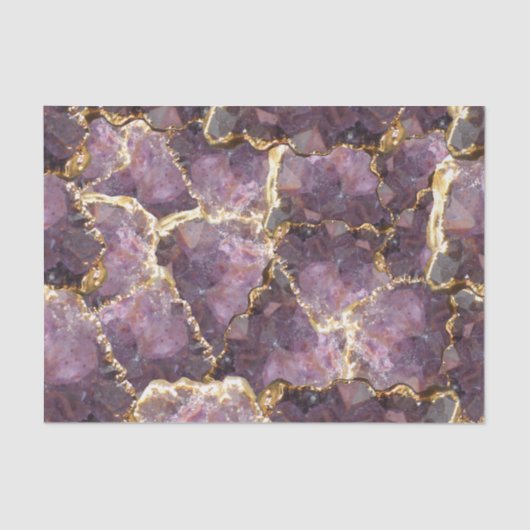 Purple Gold Crystal Collage Tissue Paper Tissuepapier (Voorkant)