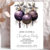 Purple & Gold Elegant Christmas Party  Kaart