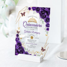 Purple Gold Floral Quinceanera