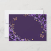 Purple Gold Floral Quinceanera Reply RSVP Kaartje (Achterkant)
