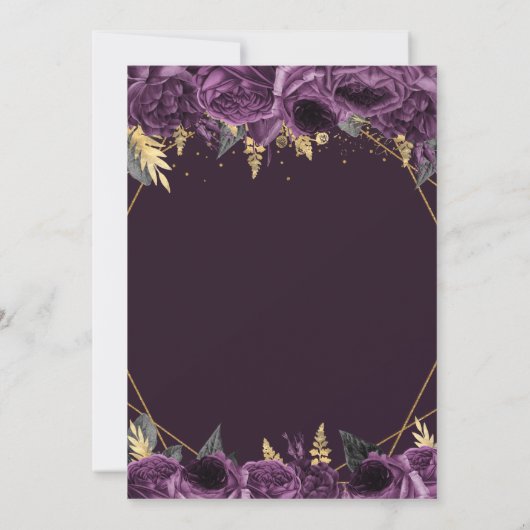 Purple Gold Floral Quinceañera  Save the Date Aankondiging (Achterkant)