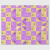 Purple gold Flower seamless Checkerboard pattern Cadeaupapier (Vlak)