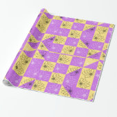 Purple gold Flower seamless Checkerboard pattern Cadeaupapier (Uitgerold)