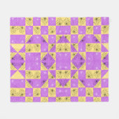Purple gold Flower seamless Checkerboard pattern Fleece Deken (Voorkant (Horizontaal))