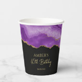 Purple Gold Glitter Abstract Watercolor Marble  Papieren Bekers (Achterkant)