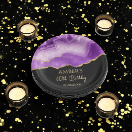 Purple Gold Glitter Abstract Watercolor Marble  Papieren Bordje