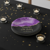 Purple Gold Glitter Abstract Watercolor Marble  Papieren Bordje