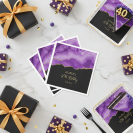 Purple Gold Glitter Abstract Watercolor Marble  Servet