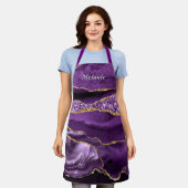 Purple Gold Glitter Apron Personalized Your Name Schort (Gedragen)