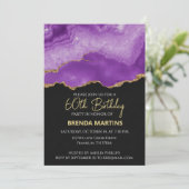 Purple Gold Glitter  Watercolor Kaart (Staand voorkant)