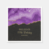 Purple Gold Glitter Watercolor Marble Servet (Voorkant)