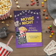 Purple Gold Kids Backyard Movie Night Birthday