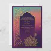 Purple & gold mandala hindu Oriental Frame wedding Kaart (Voorkant)