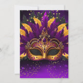 Purple Gold Masks Masquerade Birthday Party Kaart (Achterkant)