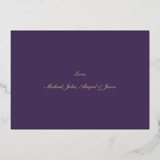 Purple Gold Merry Christmas Foil Card Folie Feestdagenkaart (Achterkant)