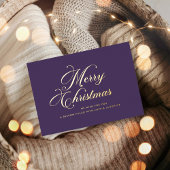 Purple Gold Merry Christmas Foil Card Folie Feestdagenkaart
