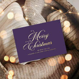 Purple Gold Merry Christmas Foil Card Folie Feestdagenkaart