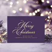Purple Gold Merry Christmas Foil Card Folie Feestdagenkaart