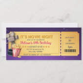 Purple Gold Movie Night Ticket Birthday Party (Voorkant)
