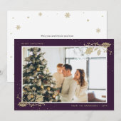 Purple Gold Photo Christmas Card Feestdagenkaart (Voorkant / Achterkant)