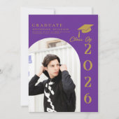 Purple & Gold Photo Graduation announcement (Voorkant)